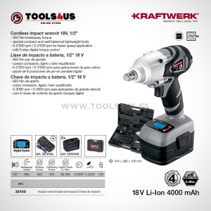 32103 KRAFTWERK herramientas taller barcelona españa catalunya Pistola impacto a bateria 18V Kraftwerk 02