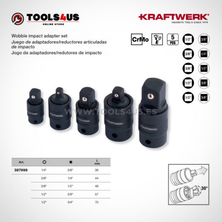 387999 KRAFTWERK herramientas taller barcelona Jueg adaptadores reductores de impacto articulados con bloqueo