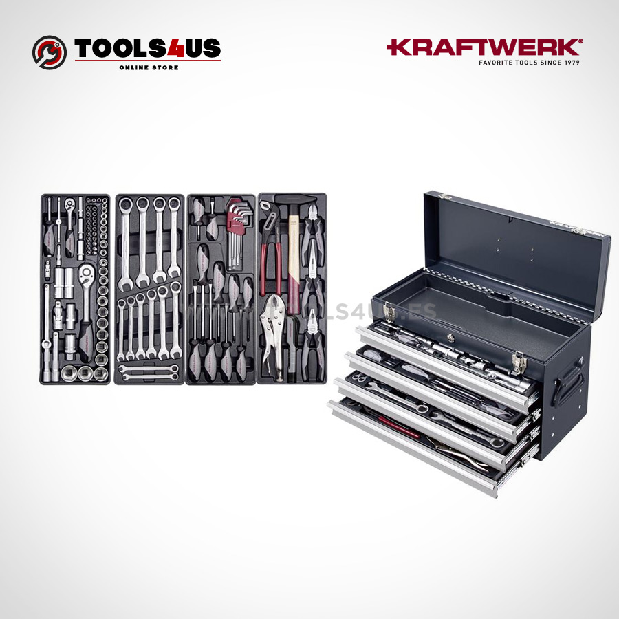 Cofre de herramientas equipada 1/4“+ 1/2“ (100 piezas) Kraftwerk